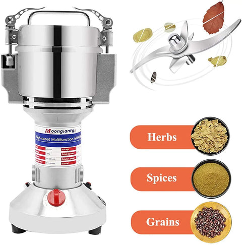 Grain Mill Grinder Electric 300g Commercial Spice Grinder 1500W Stainless Steel Pulverizer Dry Grinding Machine For Wheat Corn Rice Pepper Herbs Coffee Beans 300g Upright 110V