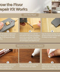 How the No Hassle Wood Floor And Furniture Repair Kit With Heat Acting Wax Pen works for scratch repair with detailed steps.