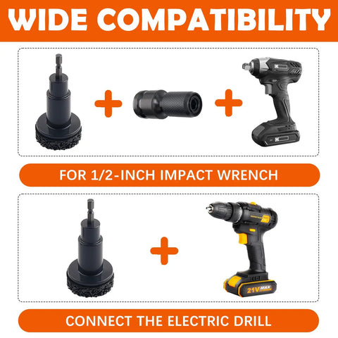 9 Piece Wheel Hub Cleaning Tool Kit With Polishing Pads for 1/2-inch impact wrench and electric drill compatibility