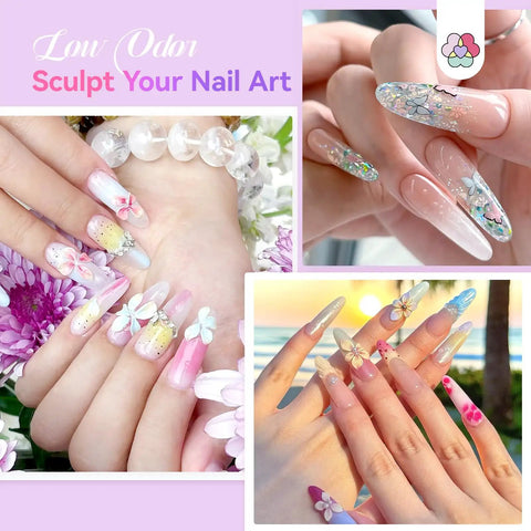 All In One Acrylic Nail Kit For Beginners 2026 Hema Free Bio Based System with floral nail art designs
