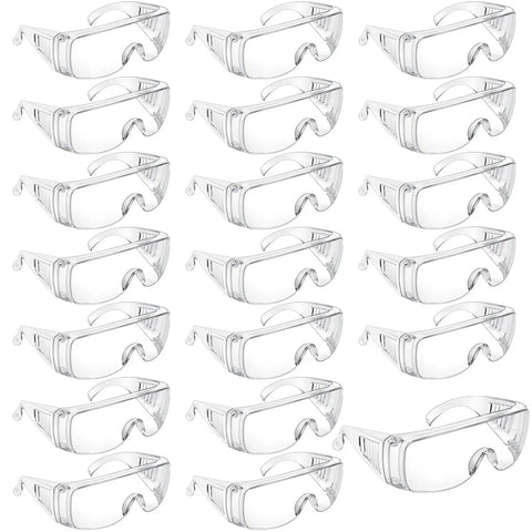 Over Eyeglasses Safety Goggles Pack Of 20 Anti Dust Impact Scratch Resistant Eye Protection for all day comfort, lightweight polycarbonate