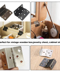 Antique Bronze Three Folding Hardware Hinges Set For Doors Cabinets And Small Chests, 2 Hinges With 12 Screws, Durable Zinc Alloy Box Hinge