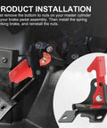 Spring Parking Brake Thingy Kit for Polaris RZR and Ranger UTVs installation close-up with red bracket visible