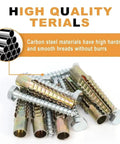 30 Sets Metal Serrated Expansion Tube Screws for Concrete and Drywall Anchors Kit Self Drilling No Prep Install Premium Yellow Zinc Plated Carbon Steel Fasteners for Rust Resistant Heavy Duty Wall Mounts, carbon steel tubes