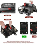 Pro Grade Manual Reset 80 Amp Dc Circuit Breaker With Quick Toggle Switch For 12 To 48 Volt Systems Dual Pack showing waterproof features.