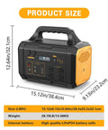 Backyard Boss 1000W Portable Power Station 1024Wh Solar Generator showing sizes 15.12x9.13x12.64 inches with AC USB C DC ports.
