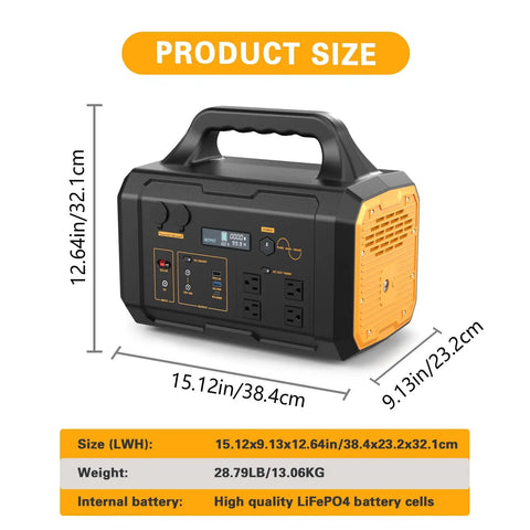 Backyard Boss 1000W Portable Power Station 1024Wh Solar Generator showing sizes 15.12x9.13x12.64 inches with AC USB C DC ports.