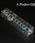 Spiral Tail Wind Spinner Gazing Ball For Indoor Outdoor Decor, 13 Inch light blue crystal glass ball in gift box