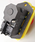 Waterproof Electromagnetic Push Button Switch With Emergency Stop Cover for woodworking and metalworking machines, 5 pins, close-up.