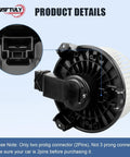 AC Blower Motor Fan Replacement for Ford Edge, Fusion, Honda Pilot, Accord, Odyssey, CRV, Dodge Ram 1500 Avenger Caliber, Jeep Patriot Compass, Lincoln HVAC Heater Blower Motor 700203 showing two pin connector