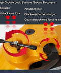 Heavy Duty Retractable Spring Balancer and Tool Holder with 1.5 Meter Wire Rope and Hook for Workshop and Auto Shop Adjustable Tension for 15 to 22 Kilogram Load Space Saving Hanging Equipment close-up of tension bolt