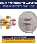 HammerHead Showers brushed nickel solid-metal single-handle shower valve and trim kit with rough-in valve