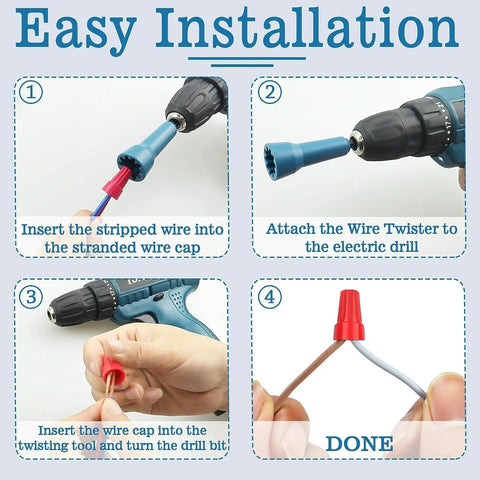 Pro Grade Wire Nut Twister Tool For Drill With One Quarter Inch Chuck Twist Wire Connector For Electricians No Fuss Nut Driver And Spin Tool Blue Finish For Quick Clean Connections