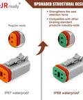 Comparison between IP67 and IP68 waterproof Two Pin Deutsch DT Connector Kit For Car Truck Boat All Weather Automotive DT Connectors