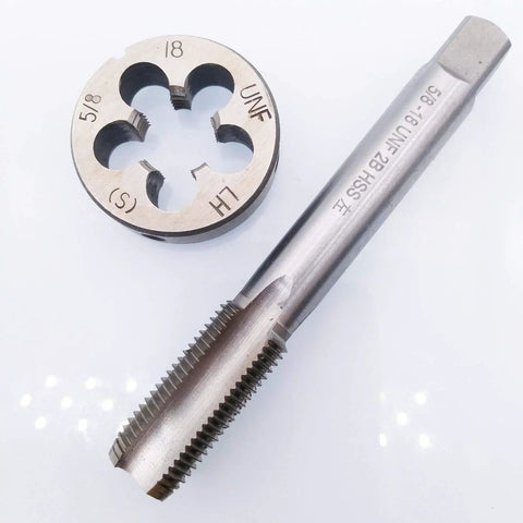Left Hand 5/8-18 UNF HSS Tap And Die Set For Fine Threading, Includes Long Tap 101mm And Die 38mm, Durable High Speed Steel