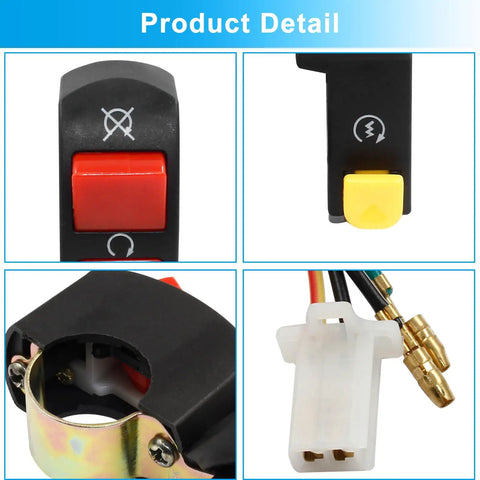 12V Universal Handlebar Start Kill Switch For Motorcycles, ATVs, Scooters And Dirt Bikes, 7/8 Inch Left Side Light Switch Assembly With Kill And Start Functions, Easy Install, Ride-Ready, Durable, Water-Resistant Handlebar Upgrade