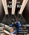 Carving Adze Set For Bowl Making With Straight Adze Large Curve Adze And Small Curve Adze Three Piece Kit for wood shaping