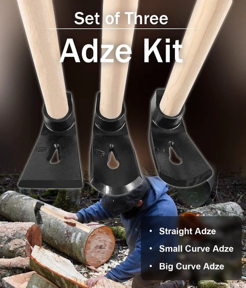 Carving Adze Set For Bowl Making With Straight Adze Large Curve Adze And Small Curve Adze Three Piece Kit for wood shaping