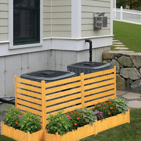 Outdoor Air Conditioner Fence Privacy Screen With Planter Box For Trash Cans And Pool Equipment Enclosure No Dig Kit Two Panels