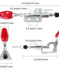 20 Pack Adjustable Toggle Clamps 301AM, Push Pull Quick Release Toggle Clamp, detailed dimensions, heavy duty iron