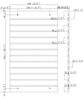 Diagram of Maple Wood Grain Slatwall Panel For Retail Display, Wall Mount Tool Organizer, 24 by 40 inches with dimensions