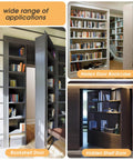 Beefed Up Heavy Duty Pivot Hinge Kit For Hidden Doors And Bookcase Doors 180 Degree And 360 Degree Rotation 300 Lb Load Capacity Stainless Steel 304 Anti Rust Invisible Hardware For Swinging And Sliding Doors installed in hidden bookcase and shelf doors.