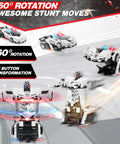One Click Transformer RC Police Car With Realistic Flashing Lights And A Convertible Battle Robot Mode demonstrating 360° rotation