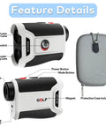 Golf Rangefinder With Slope And Magnetic Mount 1200 To 1500 Yard Range Finder 7x Magnification Flag Lock Vibration, case included