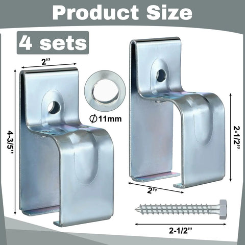 4 Pack Barn Door Rail Brackets With Bolts Heavy Duty Exterior Box Hanger Hardware Galvanized Steel Splice Bracket