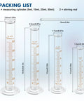 Beaker Set With 4 Glass Beakers And 4 Graduated Cylinders Plus 2 Stirring Rods For Chemistry Experiments Easy Read Measurements displayed