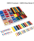 Heavy Duty 678 Piece Crimping Tool Kit With Assorted Cold Press Terminals And Heat Shrink Tubing For Electrical Wiring Projects, featuring terminals and tubing.