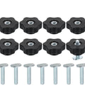 8 Pack T Track Knob Kit With Star Knobs And 1/4-20 X 1-1/4 T Slot Bolts For Woodworking Jigs And Fixtures, Drop-In Sliding Bolts, Galvanized Carbon Steel, Corrosion Resistant, Silver