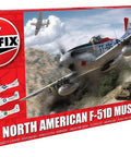Box cover of Airfix F 51D Mustang Model Kit 1 48 Scale Plastic Airplane For Adults And Kids Skill Level 3 WW2 Fighter Aircraft