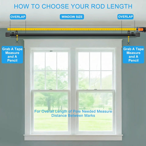 How to choose rod length for Adjustable Curtain Rod Set 1 Inch Diameter Black Metal For Windows From 16 To 92 Inches Or Up To 104 Inches Max
