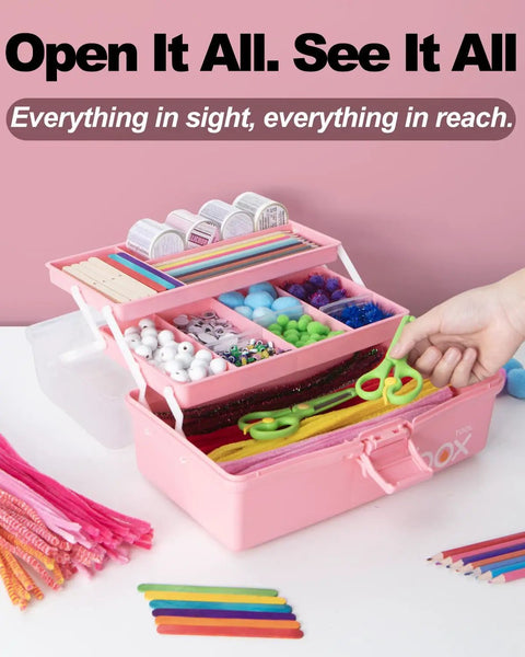 Heavy Duty Three Tier Plastic Tackle Box With Adjustable Compartments And Rock Solid Handle Great For Arts Crafts Sewing Medicine And Tools Pink Foldable Storage Case Swanky Home Organization And Travel Ready Gear