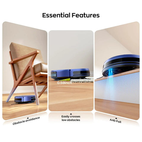2-In-1 Robot Vacuum And Mop Combo Ultra Slim 2.87 Inches With 2300Pa Suction demonstrating obstacle avoidance and anti-fall features