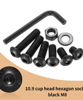 115 Piece M8 Screws And Nuts Assortment Kit with hex socket button head cap screws, washer, spanner on display