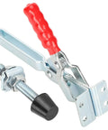 Toggle Clamp Arrow Storage Case Fixture Clip For Woodworking And Welding with red handle and mounting base.