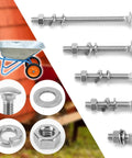 Heavy Duty 14 Piece 304 Stainless Steel Wheelbarrow Bolts And Nut Kit With Carriage Bolts Five Sixteen Inch Replacement Hardware