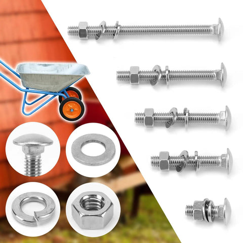 Heavy Duty 14 Piece 304 Stainless Steel Wheelbarrow Bolts And Nut Kit With Carriage Bolts Five Sixteen Inch Replacement Hardware