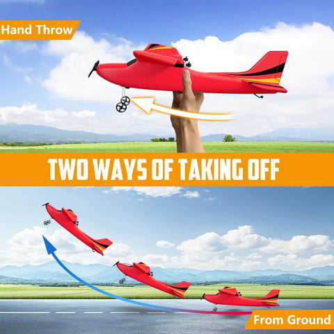 Beginner Friendly Ready To Fly RC Airplane With Self Stabilization For Kids And New Pilots, 2 4 GHz Remote, two takeoff methods