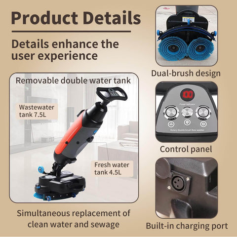 Heavy Duty 17 Inch Floor Polisher Carpet Cleaning Machine with 240 RPM 3 Gallon Tank Dual Brush Heads in use.
