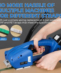 Handy Workhorse Semi Automatic Electric Strapping Machine Dual 4000mAh Batteries Manual Tensioning Control sealing PET strap on carton.