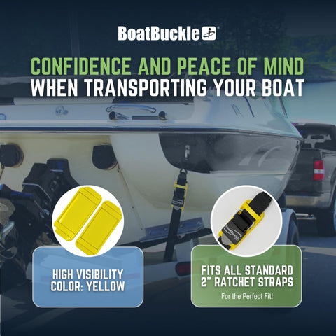 2 Inch Ratchet Strap Protectors For Trailer Tie Downs, Heavy Duty Protective Sleeves Fit 2 Inch Retractable Straps, Boat Pad Protectors, 2 Pack