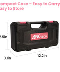 Compact storage case for Pink Tool Set For Women With 50-Piece All-In-One Hand Tool Kit, labeled 'ANXTECH', 7.5x12.2x3.1 inches