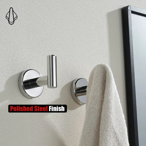 Chrome Bathroom Towel Hook Set Heavy Duty 304 Stainless Steel Wall Mounted Coat Robe Hooks For Bathroom Kitchen Garage Rust Resistant Polished Finish Easy Install Pack Of 4 TH100-CH-P4