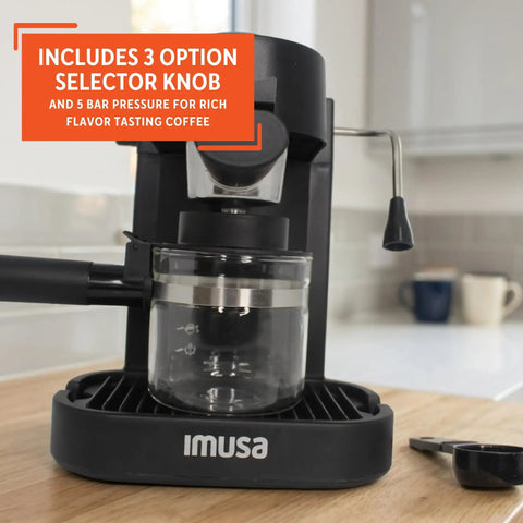 Electric Espresso Cappuccino Maker With Milk Frother, 4 Cup Capacity, Black Coffee Machine For Home Barista Experience