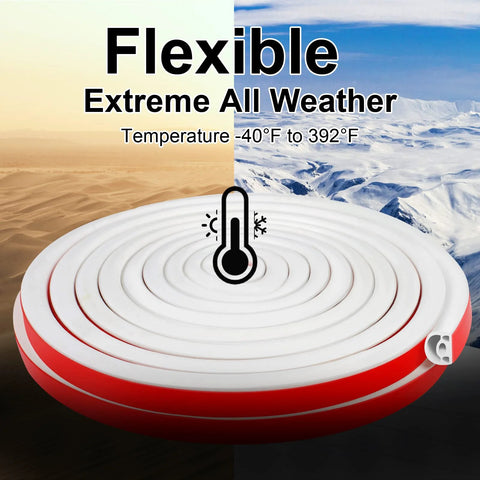White silicone door weather stripping roll, 19.7 ft, self-adhesive for doors and windows.