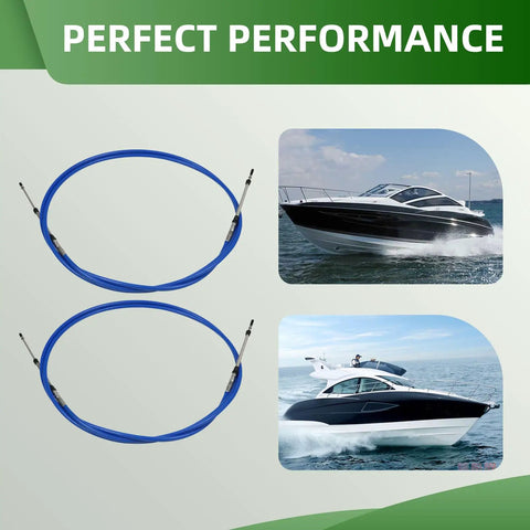 2 Pack 10ft Marine Throttle And Shift Control Cable 33C Compatible With Outboard And Inboard Engines Blue shown with boats
