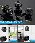 4 Pack Front Door Lock Set in Matte Black With Deadbolt and Door Knob, Keyed Alike Single Cylinder Lockset, Easy Install shown